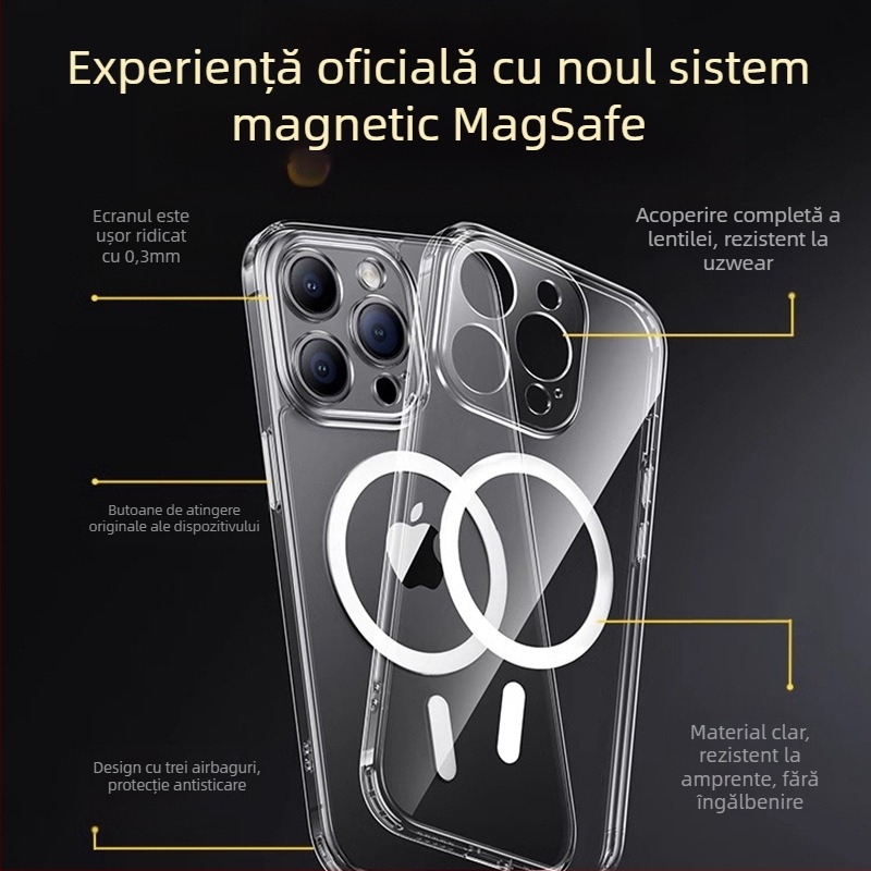 Carcasă iPhone MagSafe din silicon, design în relief, magnetică, rezistentă la șocuri și la căderi