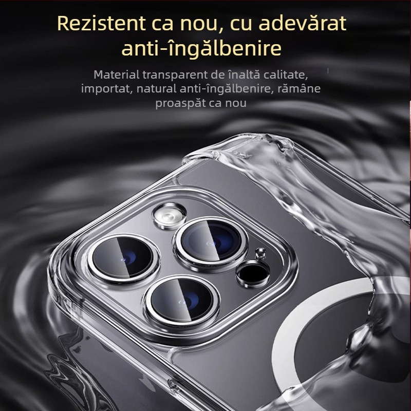 Carcasă iPhone MagSafe din silicon, design în relief, magnetică, rezistentă la șocuri și la căderi