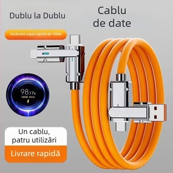 Cablu USB 4 în 1 pentru încărcare și transfer de date: Type-C, Lightning, Micro-USB, încărcare rapidă până la 120W