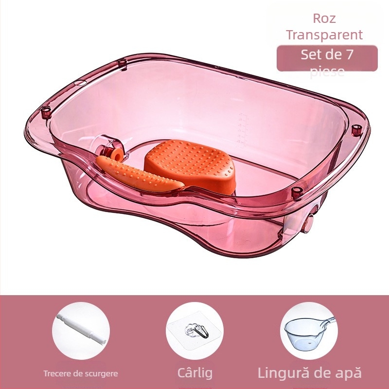 Chiuvetă de spălat păr în pat pentru pacienți și vârstnici – plastic, transparent, 1.47 kg; Brand Ya Jia la