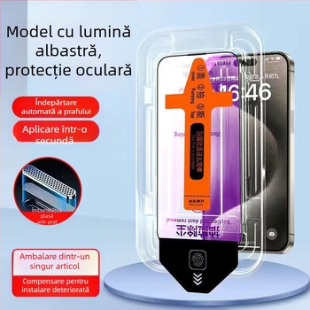 Blue Deep protecție ecran din sticlă temperată pentru iPhone 14 Pro Max, claritate HD, anti-amprente, rezistent la căderi, acoperire completă