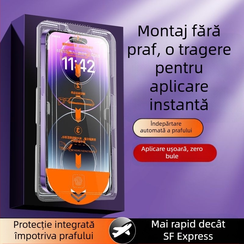 Blue Deep protecție ecran din sticlă temperată pentru iPhone 14 Pro Max, claritate HD, anti-amprente, rezistent la căderi, acoperire completă