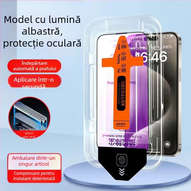 Blue Deep protecție ecran din sticlă temperată pentru iPhone 14 Pro Max, claritate HD, anti-amprente, rezistent la căderi, acoperire completă