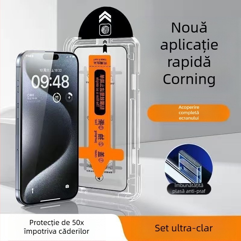 Blue Deep protecție ecran din sticlă temperată pentru iPhone 14 Pro Max, claritate HD, anti-amprente, rezistent la căderi, acoperire completă
