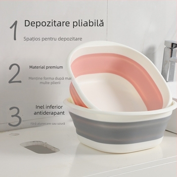 Lighean pătrățos pliabil din plastic, portabil pentru călătorii, destinat băii bebelușului și spălării