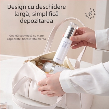 Geantă cilindrică din PVC pentru cosmetică — stil coreean, organizator de călătorie multifuncțional