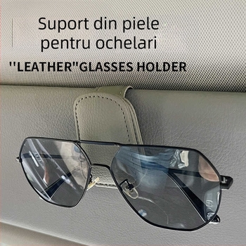 Suport pentru ochelari auto cu clips pentru ochelari și buzunar pentru card, pentru parasolar - Material PU Leather, Origine: Wenzhou, Personalizare disponibilă