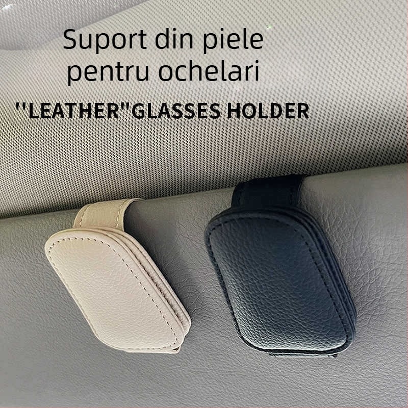 Suport pentru ochelari auto cu clips pentru ochelari și buzunar pentru card, pentru parasolar - Material PU Leather, Origine: Wenzhou, Personalizare disponibilă