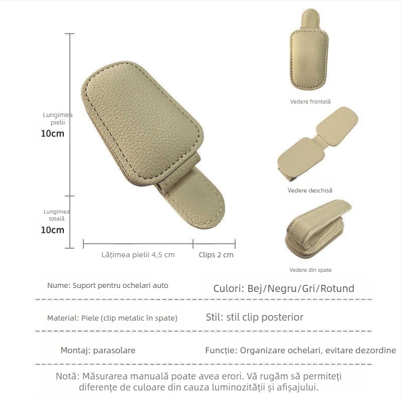 Suport pentru ochelari auto cu clips pentru ochelari și buzunar pentru card, pentru parasolar - Material PU Leather, Origine: Wenzhou, Personalizare disponibilă