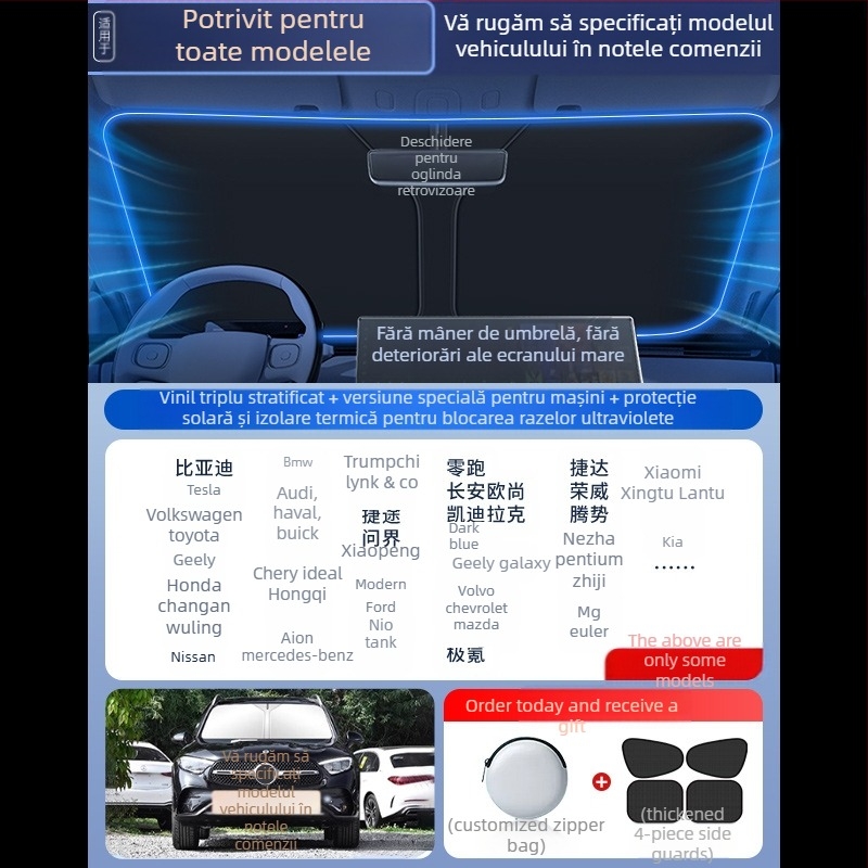Mairichi parasol auto pentru parbrizul frontal – folie de aluminiu, izolaţie termică, instalare tip card, compatibil Peugeot 308/408/508/307/4008