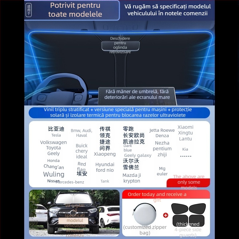 Mairichi parasol auto pentru parbrizul frontal – folie de aluminiu, izolaţie termică, instalare tip card, compatibil Peugeot 308/408/508/307/4008