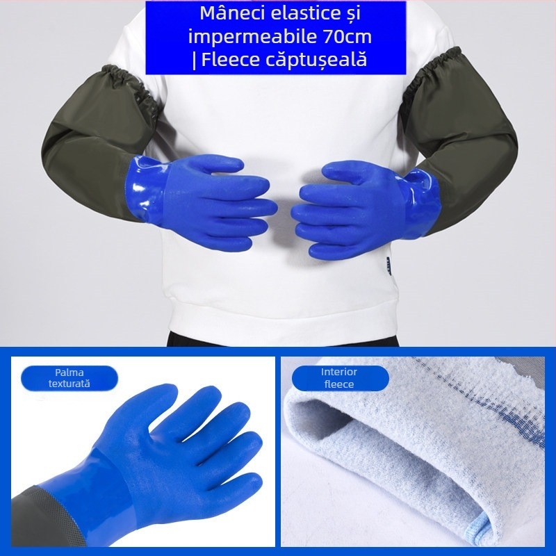 Mănuși de protecție – impermeabile, căptușite cu fleece, rezistente la tăiere, antiderapante, îngroșate, pentru pescuit și spălarea mașinii
