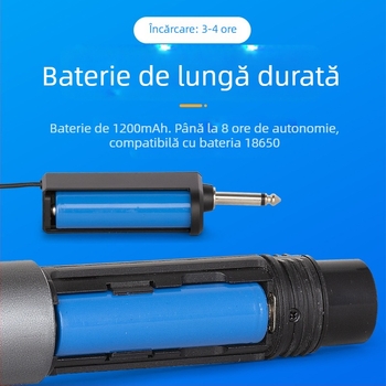 Microfon pentru KTV/Live, model U540B - răspuns în frecvență 20 Hz–20 kHz, SNR ≥95 dB, baterie detașabilă 1000–1200 mAh, autonomie 3–6 ore