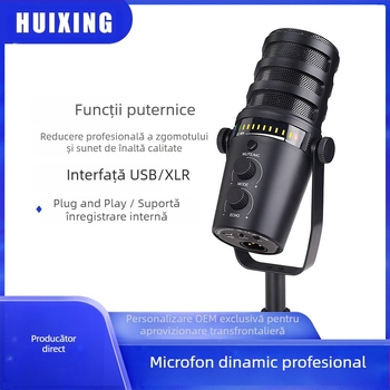 MV7 microfon dinamic pentru transmisiuni live și înregistrare profesională, polaritate cardioid, interval de frecvență 60 Hz–15 kHz, raport semnal-zgomot ≥85 dB, fără baterie încorporată