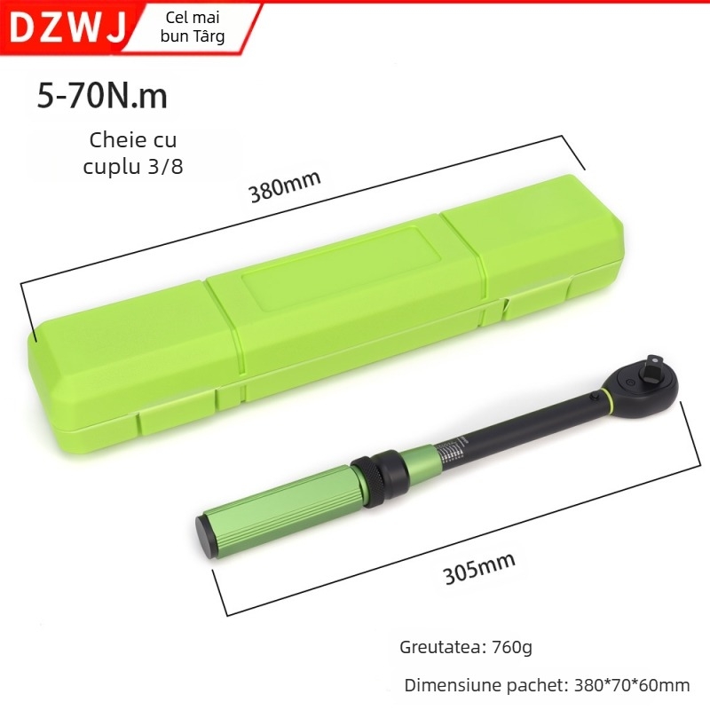 Cheie dinamometrică DZT, afișaj tip scară, finisaj electroplatină, precizie ±0.1, greutate 1.7