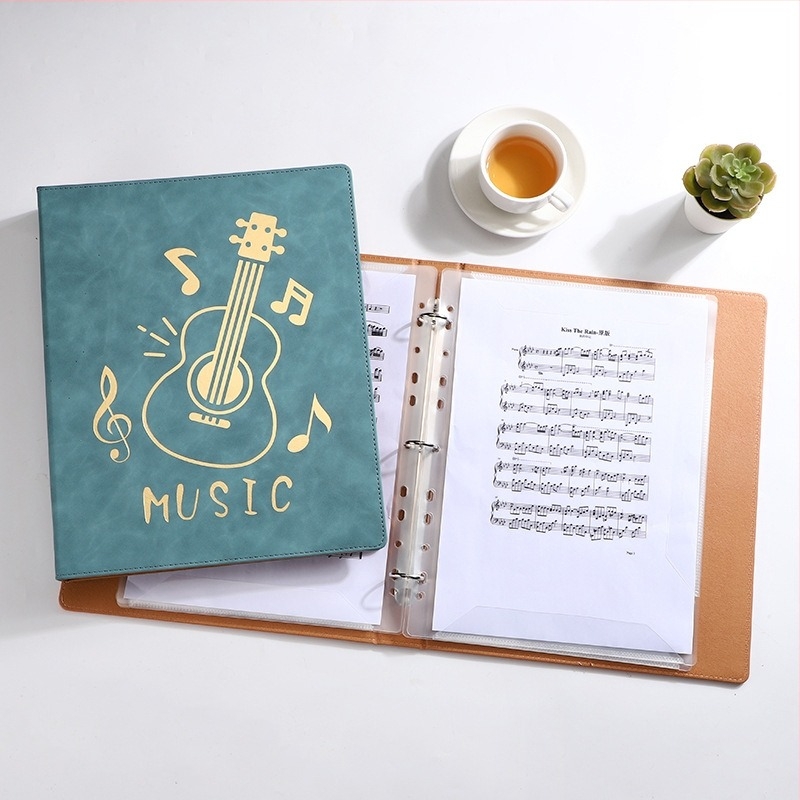 Mapă pentru partituri din piele, Monrick, model Music score clip, 20 de pagini, grosime 30