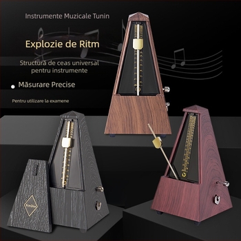 Metronom mecanic pentru instrumente muzicale — design în formă de turn, mecanism japonez, metal pur, model TY-031