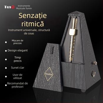 Metronom mecanic pentru instrumente muzicale — design în formă de turn, mecanism japonez, metal pur, model TY-031