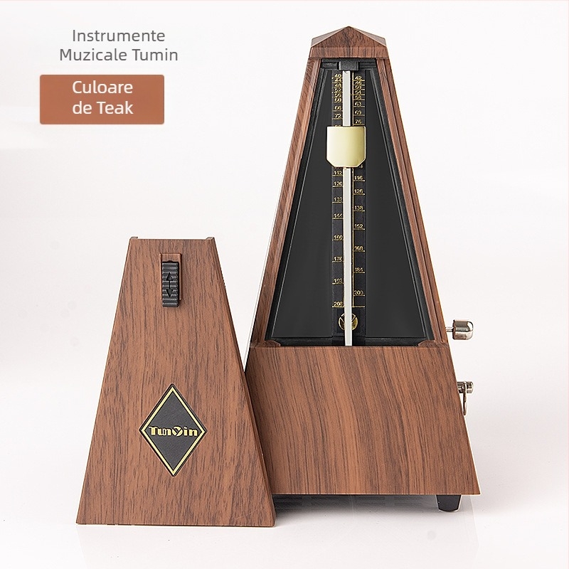 Metronom mecanic pentru instrumente muzicale — design în formă de turn, mecanism japonez, metal pur, model TY-031