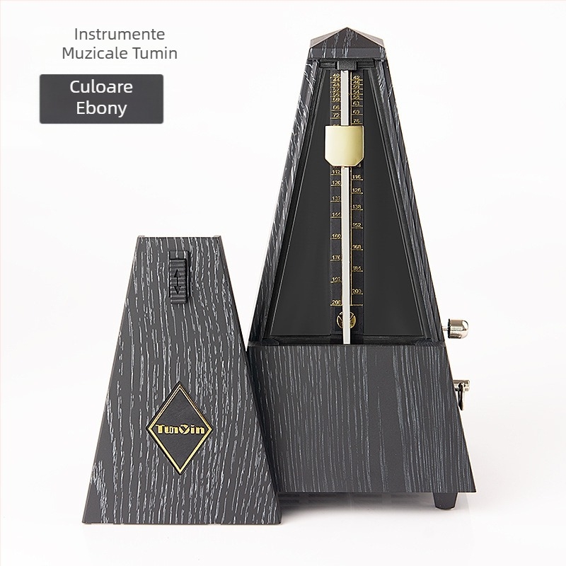 Metronom mecanic pentru instrumente muzicale — design în formă de turn, mecanism japonez, metal pur, model TY-031