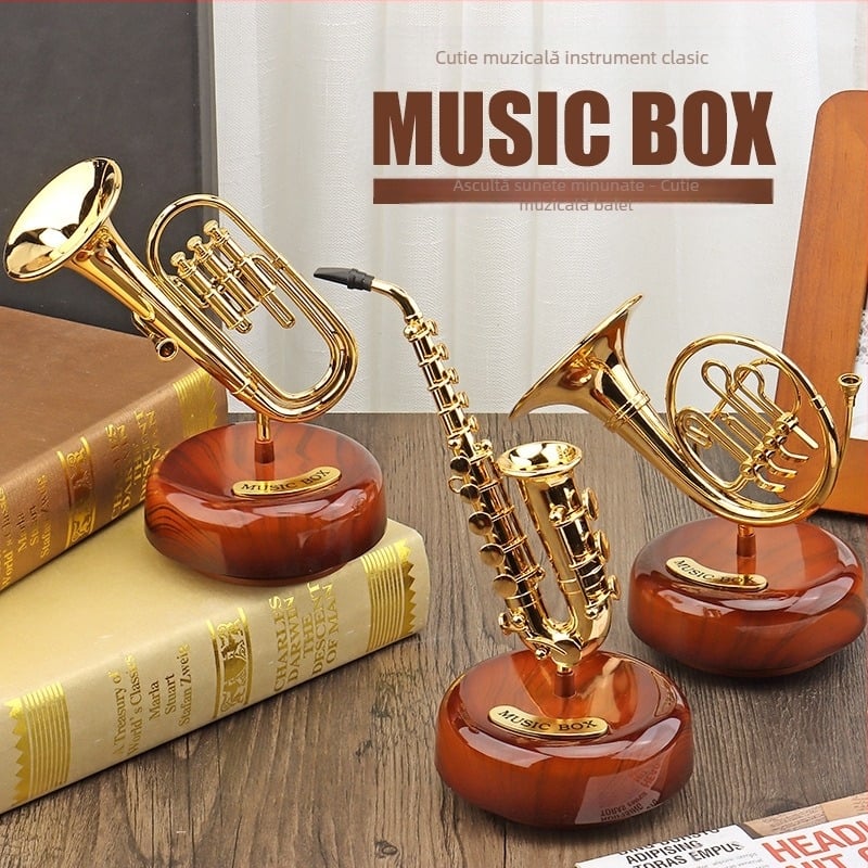 Cutie muzicală saxofon decor de birou — rotativă, ABS, stil chinezeasc, turnare prin injecție (Brand: Shipin Toys; Material: ABS; Stil: Chinezesc; Proces de fabricație: Turnare prin injecție; IP: Nu)