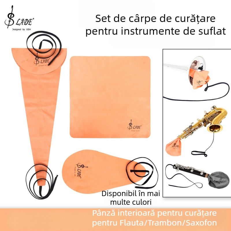 LADE ND285 Set de curățare pentru saxofon, material din bumbac, pungă OPP, pentru instrumente muzicale