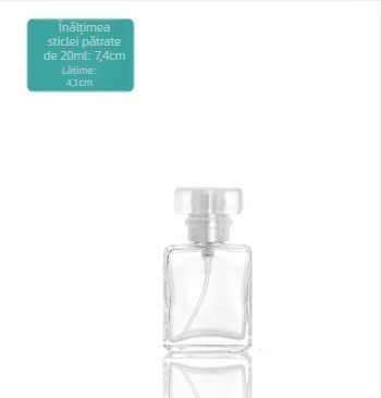 Sticluță de parfum pătrată din sticlă, personalizabilă, imprimare Silk-screen cu ștanțare argintie, brand Standard tuo