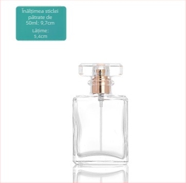 Sticluță de parfum pătrată din sticlă, personalizabilă, imprimare Silk-screen cu ștanțare argintie, brand Standard tuo