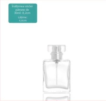 Sticluță de parfum pătrată din sticlă, personalizabilă, imprimare Silk-screen cu ștanțare argintie, brand Standard tuo
