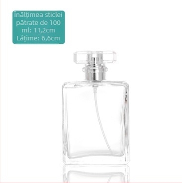 Sticluță de parfum pătrată din sticlă, personalizabilă, imprimare Silk-screen cu ștanțare argintie, brand Standard tuo