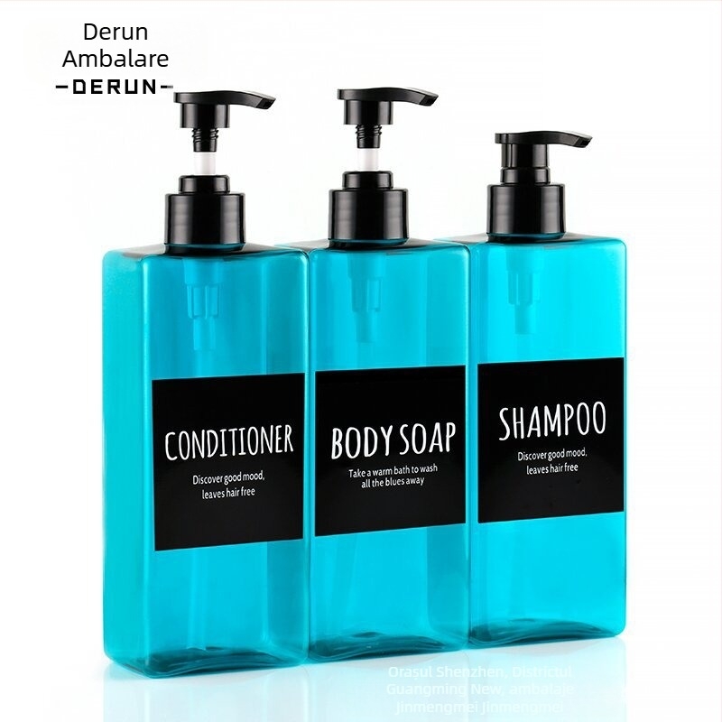 Set de trei sticle cu pompă pentru igienă și îngrijire — sticle din plastic, finisaj silk-screen, model DR500-40