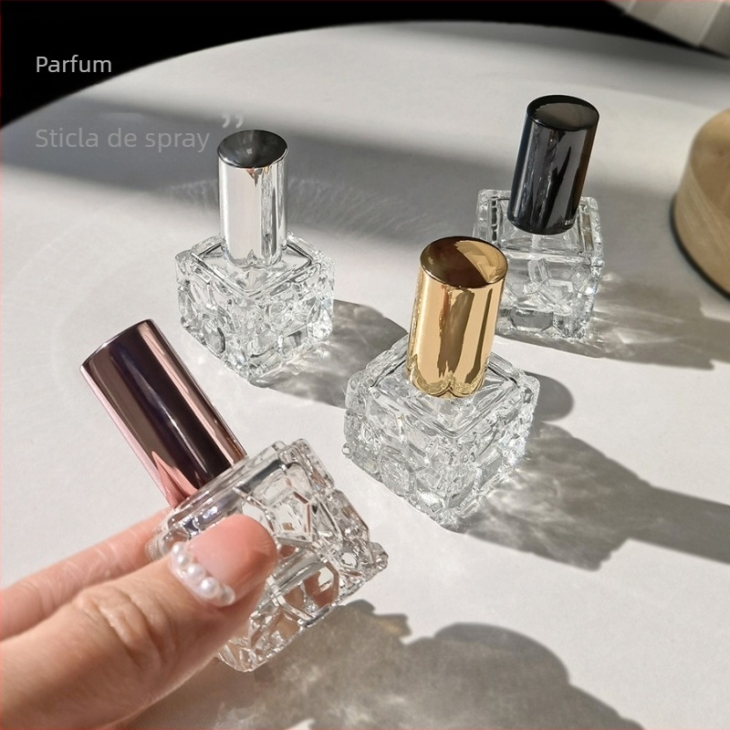 Sticluță de voiaj din sticlă cu pulverizator, recipient gol pentru parfum, cu instrument de dozare, portabil, de înaltă calitate