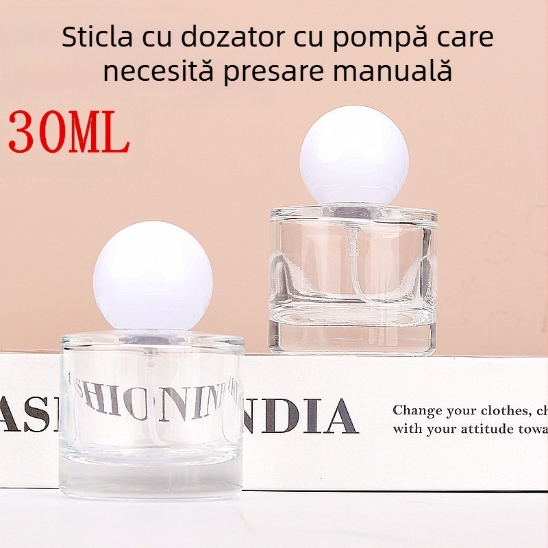 Sticlă de parfum din sticlă, turnare prin suflare; etichetă privată licențiată; Brand: Makeup shopkeeper; Ambalare: nivel 2.
