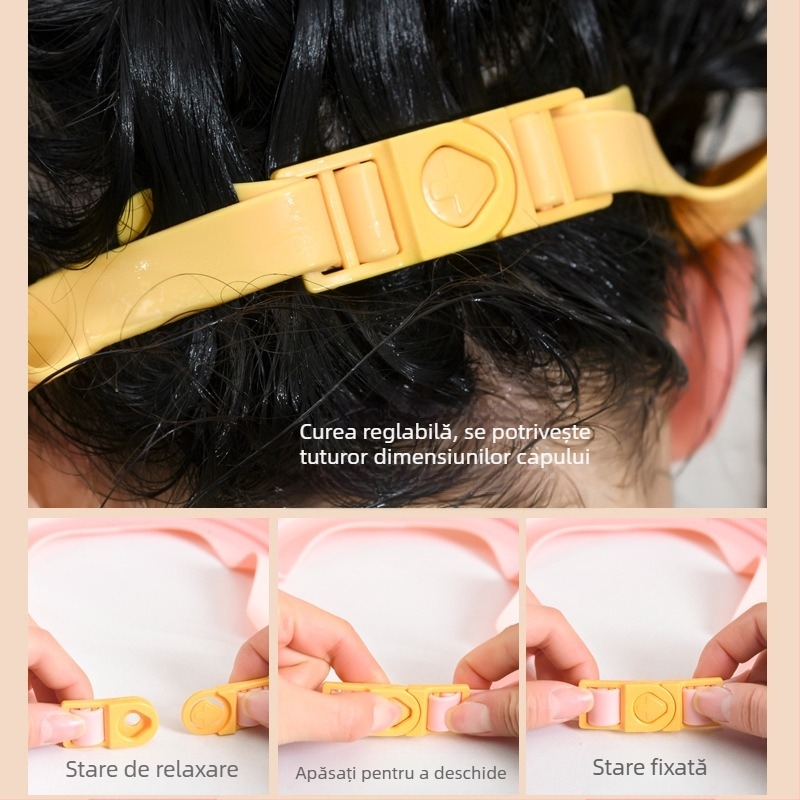 Pălărie de duș pentru bebeluși cu protecție pentru ochi și urechi, din polipropilenă, reglabilă, impermeabilă