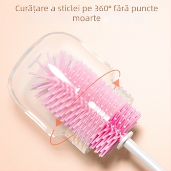 Set trei în unu pentru sticle din silicon; include perie pentru tetine și perie pentru pai; durabil; silicon și ABS; 89 g; SAIDAH