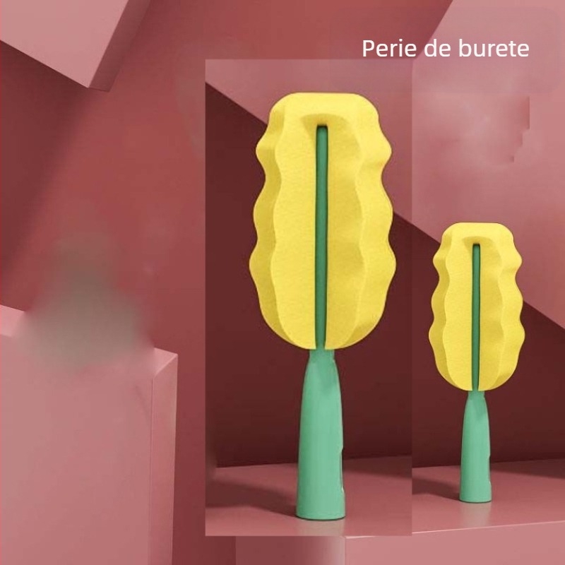 Set peri pentru sticlă de bebeluși — trei piese, perie din silicon pentru tetină, portabil, curățare la 360°