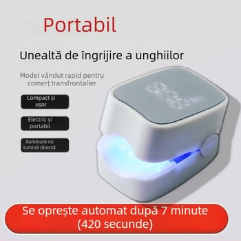 Lampă portabilă pentru manichiură cu afișaj digital, reîncărcabilă, trei LED-uri