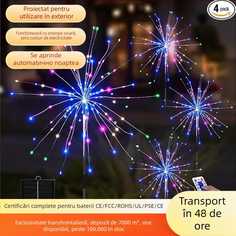 Lumină solară cu șir de lumini în formă de păpădie pentru decor exterior de grădină, model BX007, IP65, putere sursă de lumină 5000, tensiune de intrare ≤36V