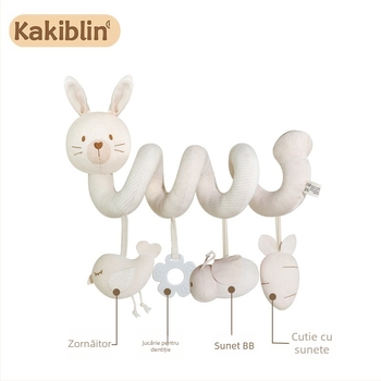 kakiblin Jucărie de pat din bumbac organic, pentru bebeluși și copii mici, educație timpurie, jucărie din material textil, 0–3 ani