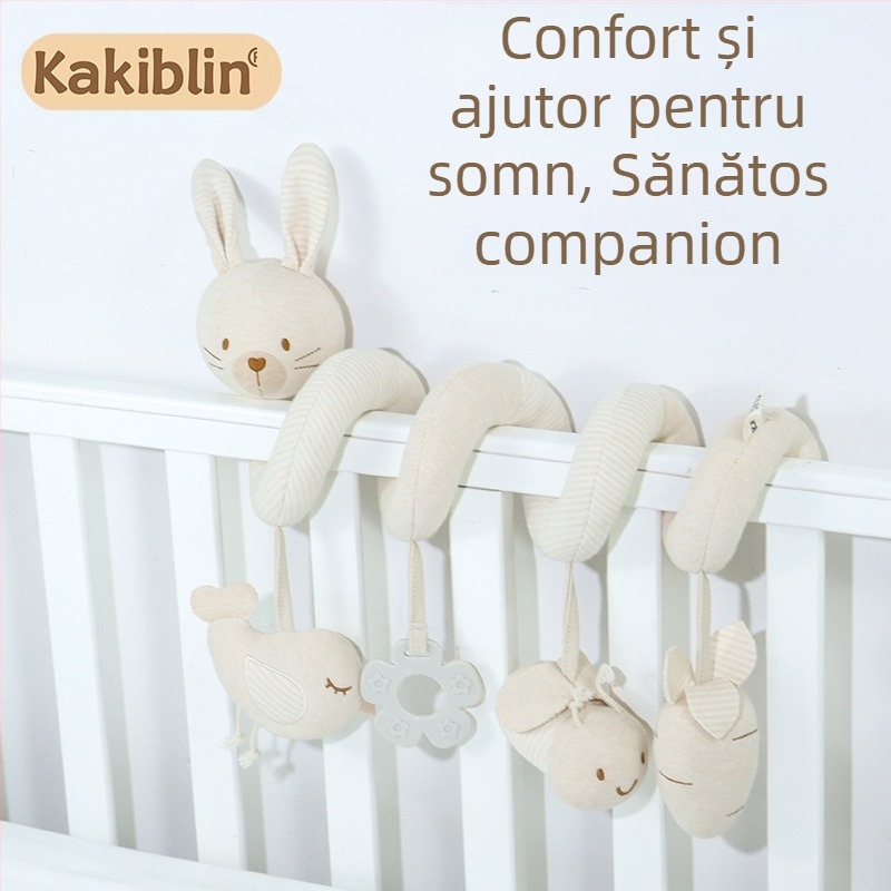 kakiblin Jucărie de pat din bumbac organic, pentru bebeluși și copii mici, educație timpurie, jucărie din material textil, 0–3 ani
