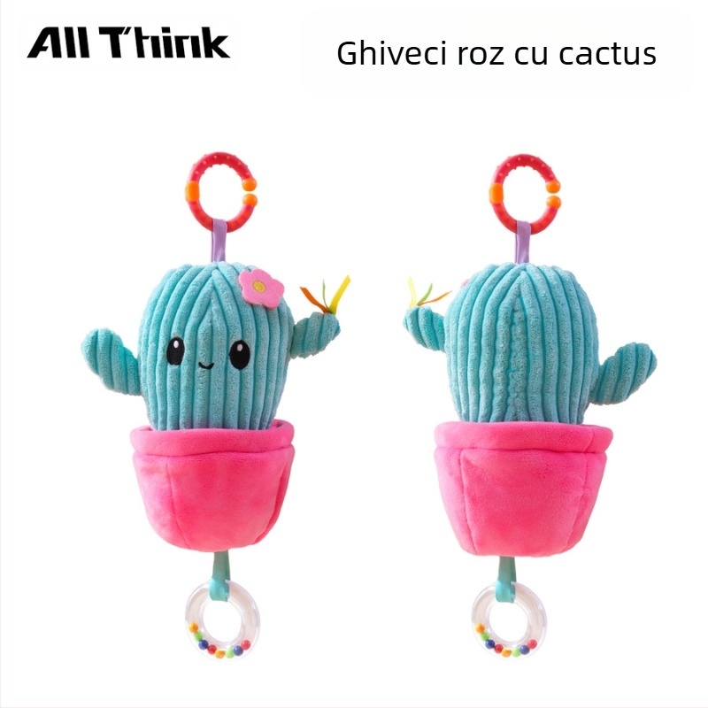 Allthink Jucărie de pluș pentru cărucior – cutie muzicală cu temă plantă, pentru sugari 0-3 ani, liniștește