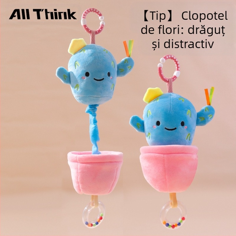 Allthink Jucărie de pluș pentru cărucior – cutie muzicală cu temă plantă, pentru sugari 0-3 ani, liniștește