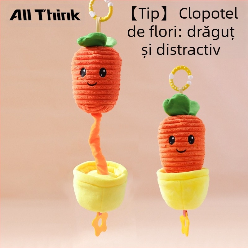 Allthink Jucărie de pluș pentru cărucior – cutie muzicală cu temă plantă, pentru sugari 0-3 ani, liniștește