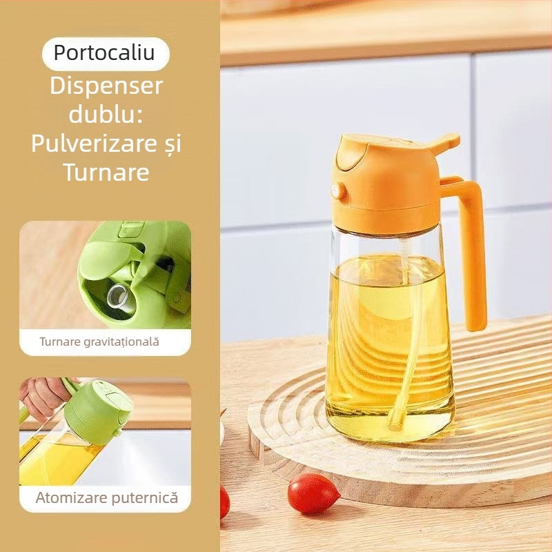 Stropitoare de ulei din sticlă, cu utilizare duală, deschidere/închidere automată și dozare cu pompă