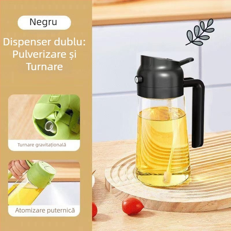 Stropitoare de ulei din sticlă, cu utilizare duală, deschidere/închidere automată și dozare cu pompă