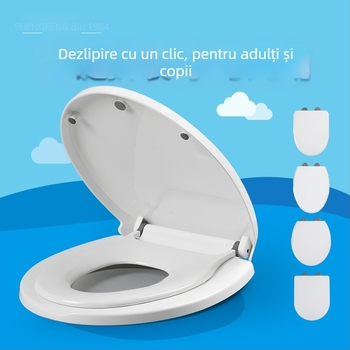 Capac de toaletă universal cu închidere moale, utilizare dublă pentru adulți și copii, placă PP, distanță între găuri reglabilă 11–18 cm, montaj general