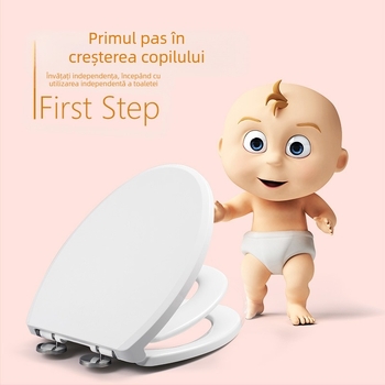 Capac de toaletă universal cu închidere moale, utilizare dublă pentru adulți și copii, placă PP, distanță între găuri reglabilă 11–18 cm, montaj general