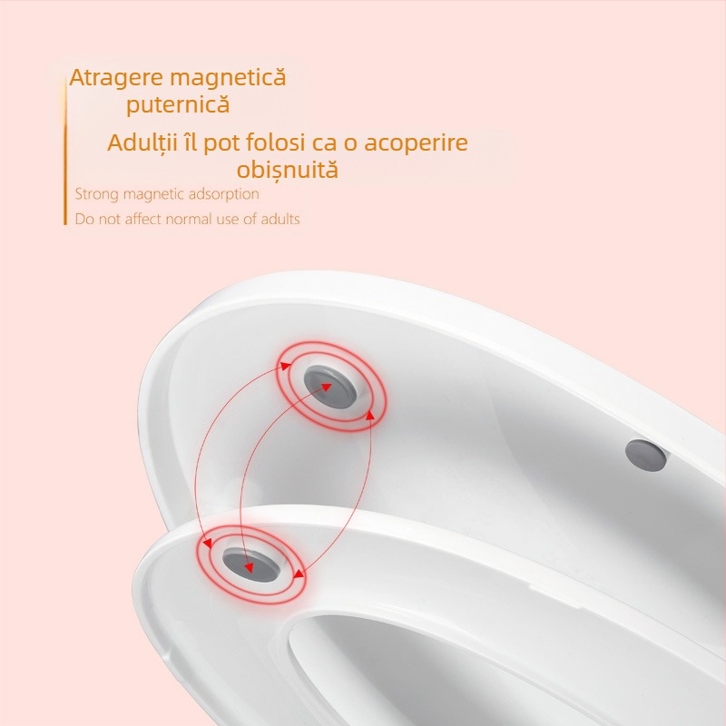 Capac de toaletă universal cu închidere moale, utilizare dublă pentru adulți și copii, placă PP, distanță între găuri reglabilă 11–18 cm, montaj general