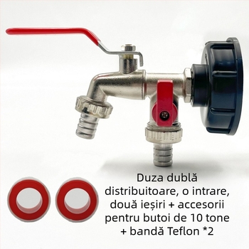 Robinet de grădină SZ-054 cu ieșire dublă — cupru, finisaj nichelat, control cu o singură mâner cu funcție duală, instalare ușoară