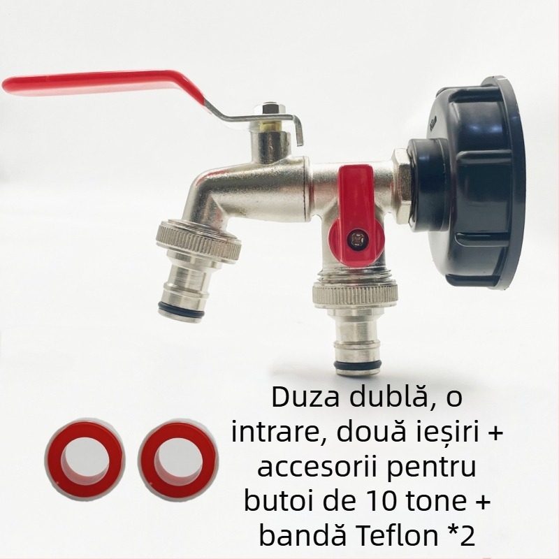 Robinet de grădină SZ-054 cu ieșire dublă — cupru, finisaj nichelat, control cu o singură mâner cu funcție duală, instalare ușoară